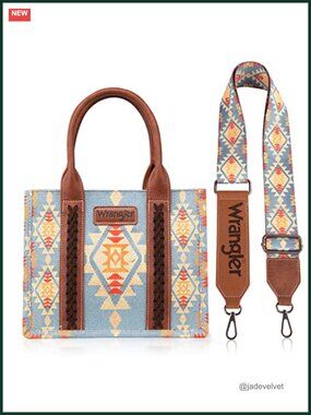 Western Aztec Print Canvas Tote Bag with Detachable Strap Satchel Handbag